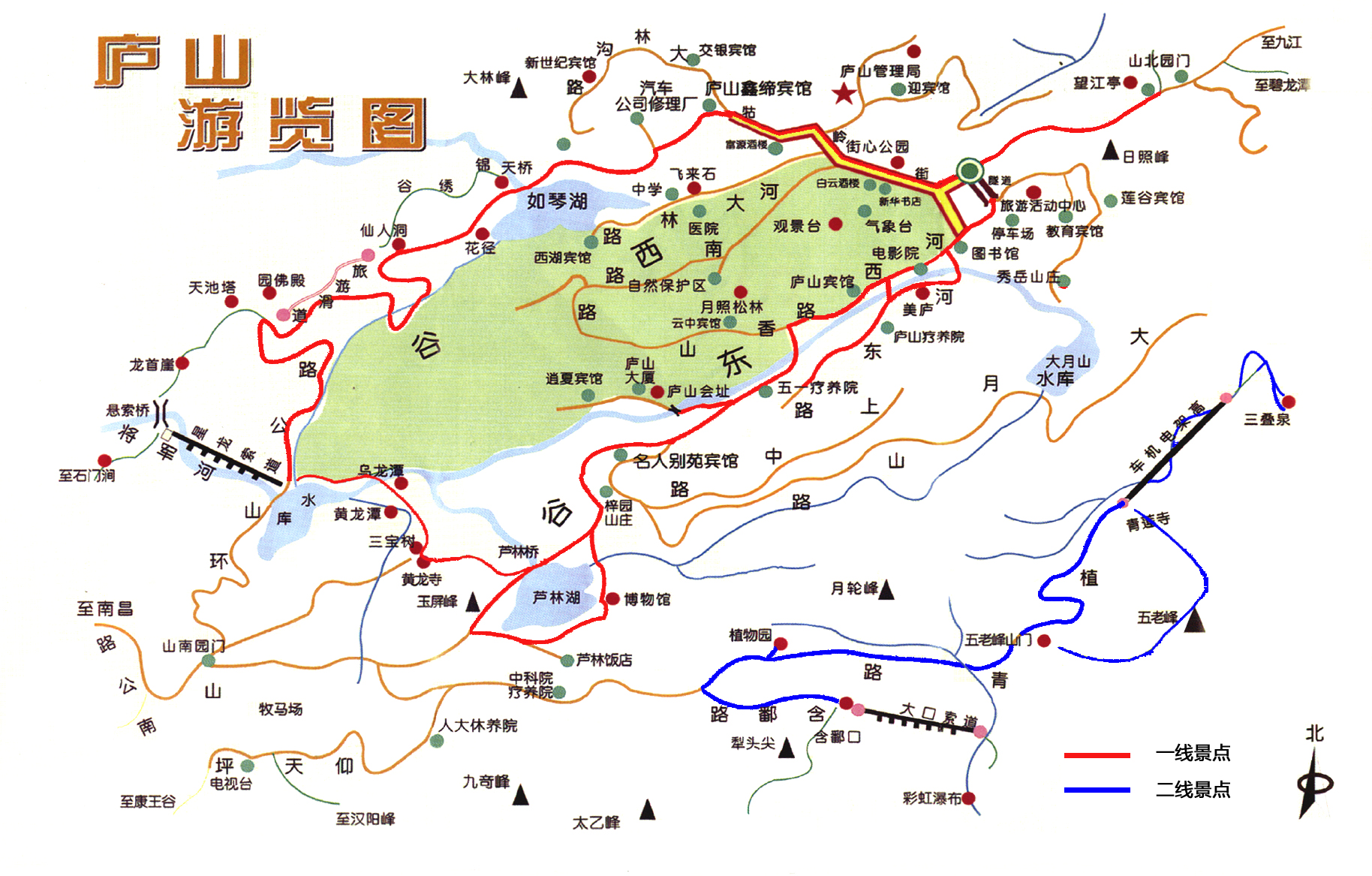 2,山上交通:庐山最人性化的地方就是,山上各大景点都有观光车到达