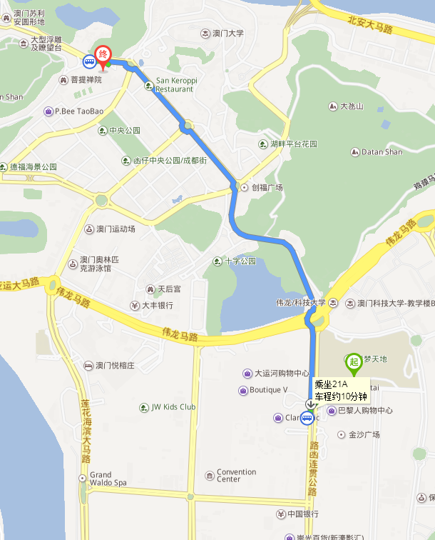 坐机场大巴到澳门新濠天地酒店如何再去丽景湾