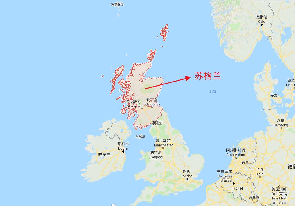             苏格兰地理位置,红色