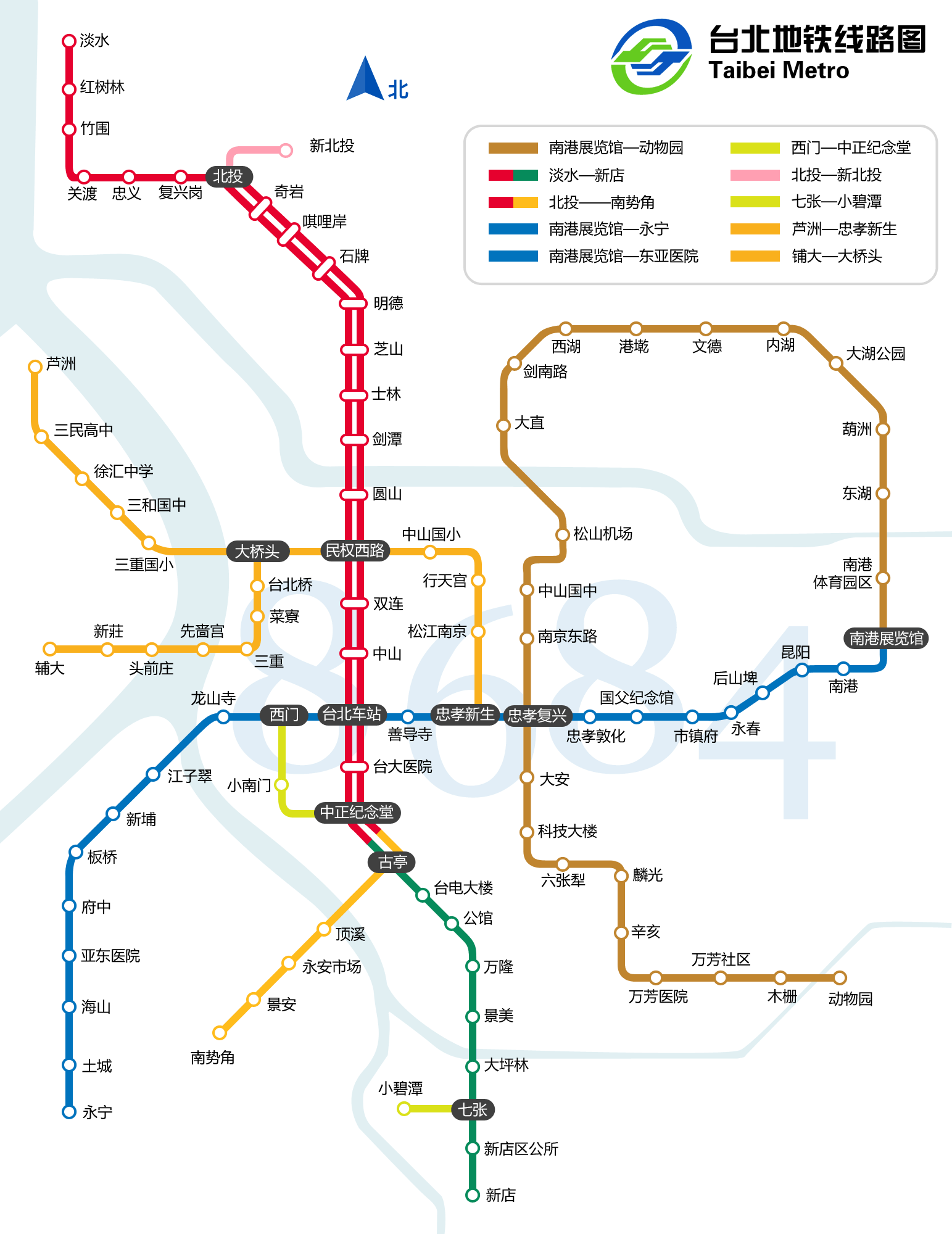 台北地铁线路图  日期:2014.12.31,19:00 ~ 2115.01.