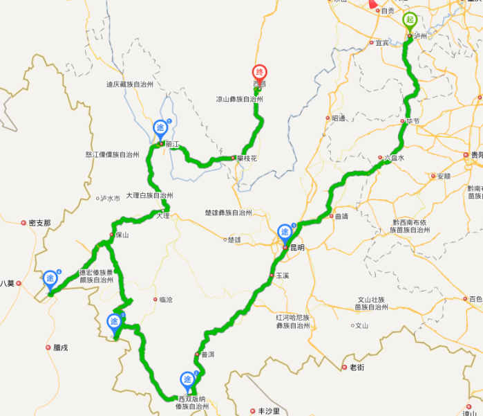 四川瀘州自駕去雲南的路線