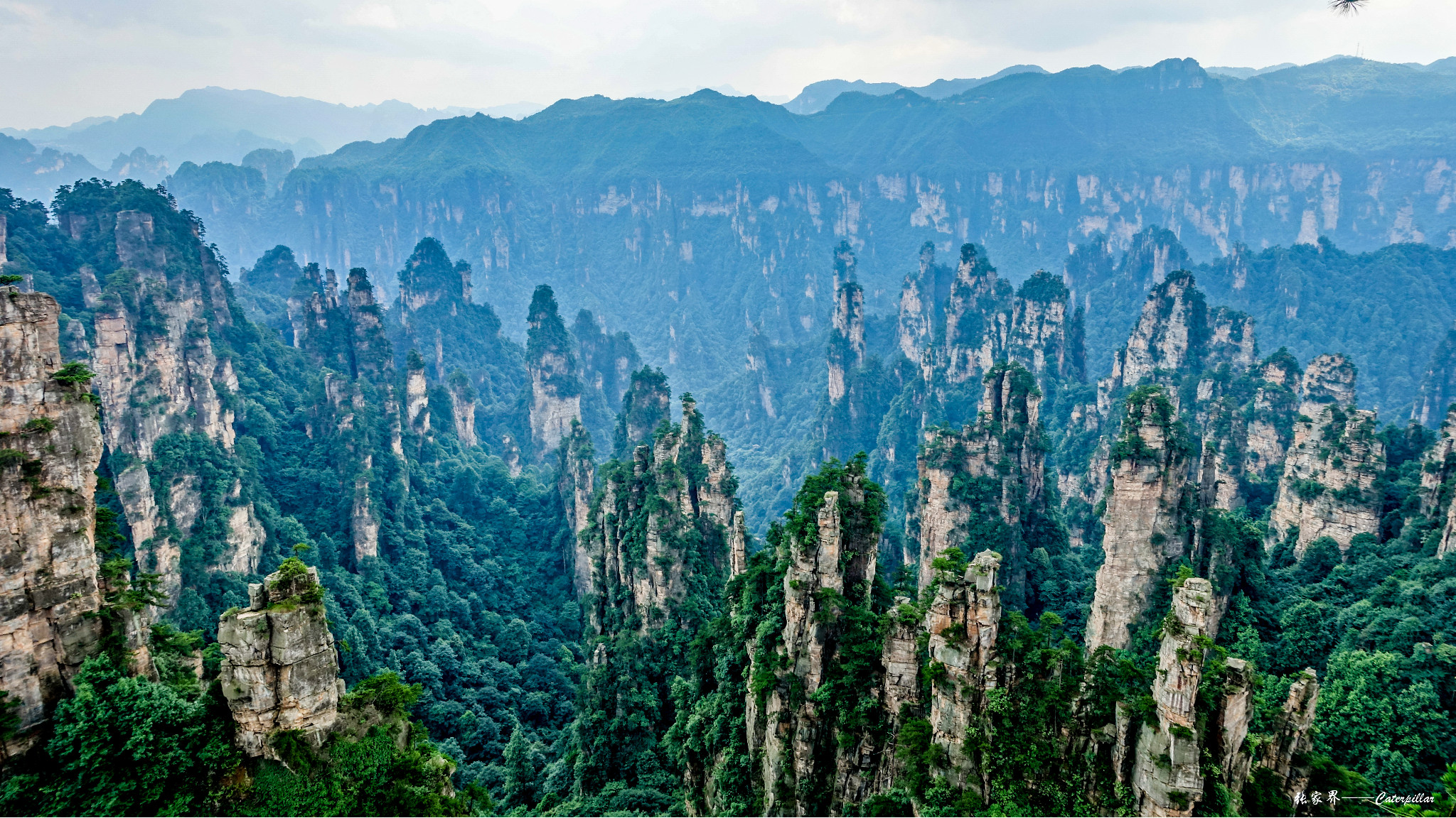 张家界天门山全景图图片